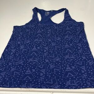 Nollie Medium Blue Tent Cactus Racerback Graphic Sleeveless Tank Top